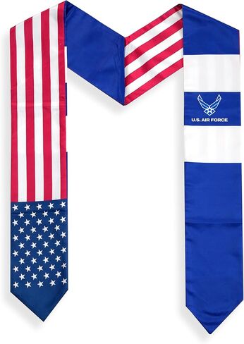 USA And Air Force Wings Flag Graduation Stole,Satin Embroidery Graduation Sash for International Students,72 Inch Length. in Kuwait