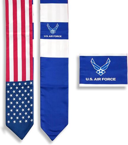 USA And Air Force Wings Flag Graduation Stole,Satin Embroidery Graduation Sash for International Students,72 Inch Length. in Kuwait