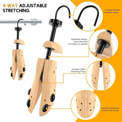 eachway Wooden Shoe Stretcher Men and Women for Wide Feet, Pair Premium of 4-way Shoe Tree Widener Stretch Length & Width in Saudi Arabia