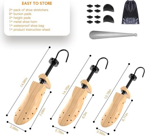 eachway Wooden Shoe Stretcher Men and Women for Wide Feet, Pair Premium of 4-way Shoe Tree Widener Stretch Length & Width in Saudi Arabia