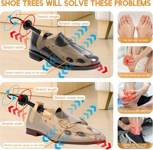 eachway Wooden Shoe Stretcher Men and Women for Wide Feet, Pair Premium of 4-way Shoe Tree Widener Stretch Length & Width in Saudi Arabia