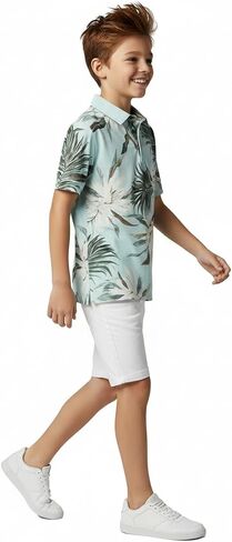 Hawaii Hangover Family Matching Tropical Polo Shirts & Polo Dresses – Wispy Cereus Light Blue Resort Golf Outfits in Kuwait