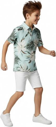 Hawaii Hangover Family Matching Tropical Polo Shirts & Polo Dresses – Wispy Cereus Light Blue Resort Golf Outfits in Kuwait