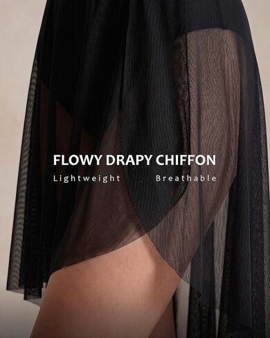 Stelle Women's Ballet Skirt Chiffon Dance Wrap Skirt Mesh Sheer Pull On Elastic Waist High Low Flowy Skirts Dancewear in Kuwait