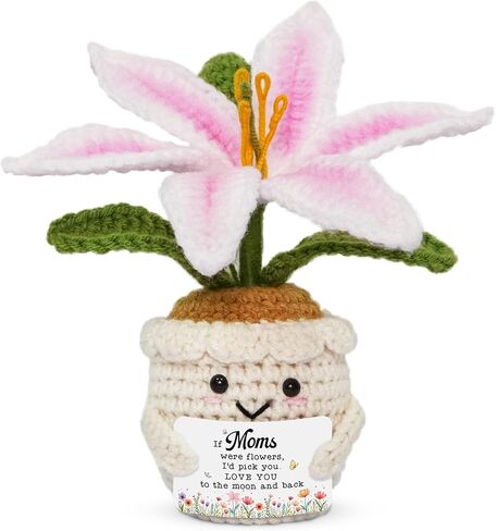 OASSIE Gifts for Mom - Emotional Support Crochet Lily Flower - Proud of You Motivational Positive Mothers Day Birthday Gifts for Mom from Daughter Son, Mother Gift, Mama Gift in Kuwait
