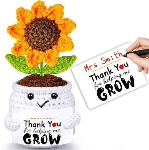 Teacher Appreciation Gifts, Thank You Teachers Gift, End of Year Teacher Gifts, Personalized Graduation Father's Day Birthday Gift for Teachers Mentor Coworker Senior, Handmade Crochet Sunflower Doll in Saudi Arabia