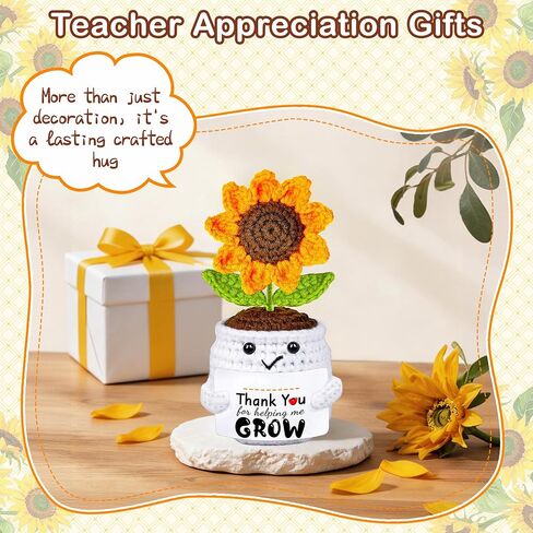 Teacher Appreciation Gifts, Thank You Teachers Gift, End of Year Teacher Gifts, Personalized Graduation Father's Day Birthday Gift for Teachers Mentor Coworker Senior, Handmade Crochet Sunflower Doll in Saudi Arabia