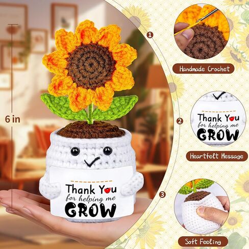 Teacher Appreciation Gifts, Thank You Teachers Gift, End of Year Teacher Gifts, Personalized Graduation Father's Day Birthday Gift for Teachers Mentor Coworker Senior, Handmade Crochet Sunflower Doll in Saudi Arabia