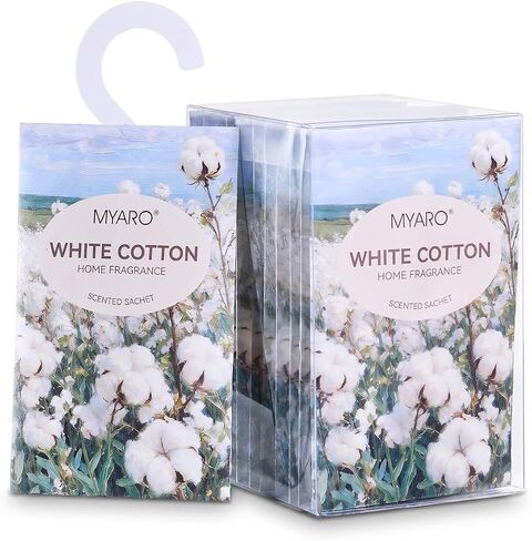 MYARO Hanging Sachets Air Freshener for Home: 12 Packs Clean & Fresh Hanging Scented Sachet Bags for Closet, Clothes, Lingerie Drawer, Car, Bedroom, Laundry Fragrance Gift for New House (White Cotton) in Saudi Arabia