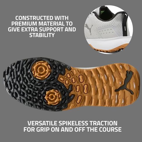 Puma Golf Men's Fusion Grip 6 Golf Shoe, Feather Gray-Puma Black-Gum, 10 in Kuwait