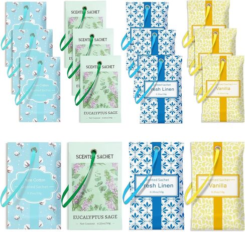 STRN Scented Sachets for Drawer and Closet, Baby Powder Scent Long-Lasting Sachets, 14 Packs for Home Fragrance, Small Space Air Freshener for Wardrobes in Saudi Arabia