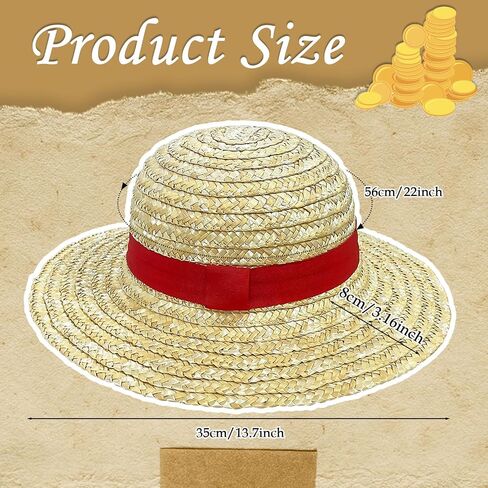 Straw Hat,Anime Costume Caps with String,Summer Beach Sun Hat for Men Women,Performance Animation Cosplay Hats for Halloween Party Pirate Costume Prop in Saudi Arabia