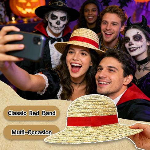 Straw Hat,Anime Costume Caps with String,Summer Beach Sun Hat for Men Women,Performance Animation Cosplay Hats for Halloween Party Pirate Costume Prop in Saudi Arabia