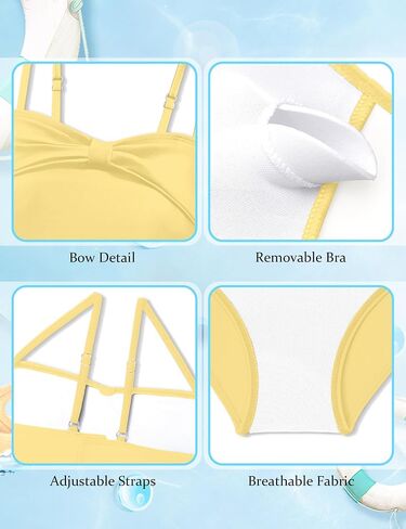 Teen Girls' Tankini Swimsuit 2 Piece Bathing Suit Bowknot Girls' Swimwear for Swimming Beach Pool Surfing in Saudi Arabia
