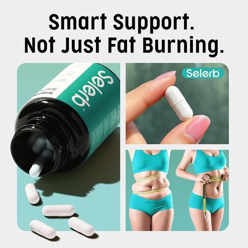 Selerb Metaburn Weight Loss Pills for Women & Men - Appetite Suppressant & Fat Burner, Metabolism Support Weight Loss Supplement with Berberine, Chromium, Green Tea & B12-60 Capsules in Saudi Arabia