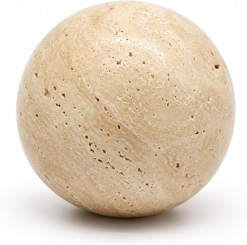 Natural Travertine Decorative Sphere, 4.72 Inch Stone Ball Decor, Hand-Polished Beige Orb Accent for Coffee Table, Console, Shelf and Living Room in Saudi Arabia