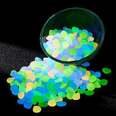 100pcs Outdoor Yard Luminous Stones Garden Pebbles Glow in Dark Fish Tank Aquarium Decoration Natural Stones in Kuwait