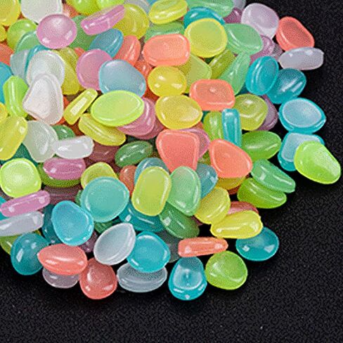 100pcs Outdoor Yard Luminous Stones Garden Pebbles Glow in Dark Fish Tank Aquarium Decoration Natural Stones in Kuwait