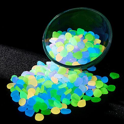 100pcs Outdoor Yard Luminous Stones Garden Pebbles Glow in Dark Fish Tank Aquarium Decoration Natural Stones in Kuwait