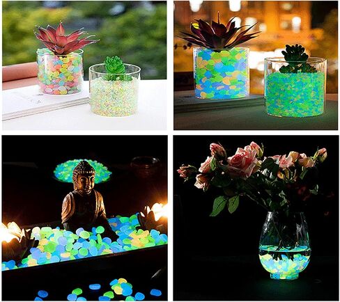 100pcs Outdoor Yard Luminous Stones Garden Pebbles Glow in Dark Fish Tank Aquarium Decoration Natural Stones in Kuwait