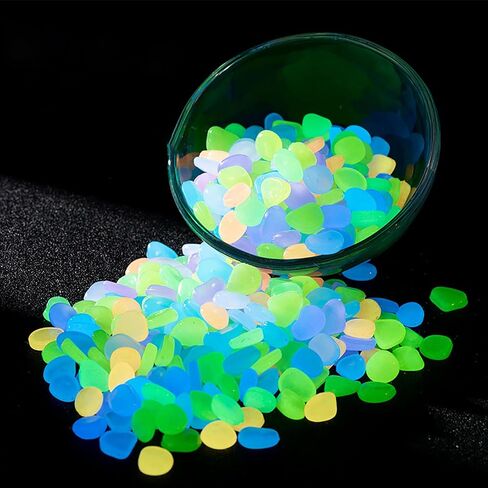 100pcs Outdoor Yard Luminous Stones Garden Pebbles Glow in Dark Fish Tank Aquarium Decoration Natural Stones in Kuwait