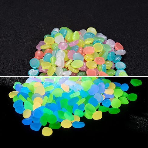 100pcs Outdoor Yard Luminous Stones Garden Pebbles Glow in Dark Fish Tank Aquarium Decoration Natural Stones in Kuwait