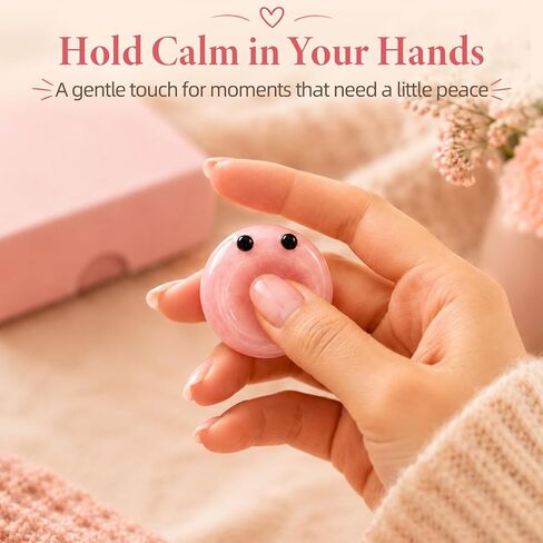 Cute Anxiety Relief Worry Stone, Pocket Hug Emotional Support Gift, Calming Stress Relief Stone for Women Kids, Thinking of You Care Package Gift for Friend Daughter Sister Bestie (Pink) in Saudi Arabia