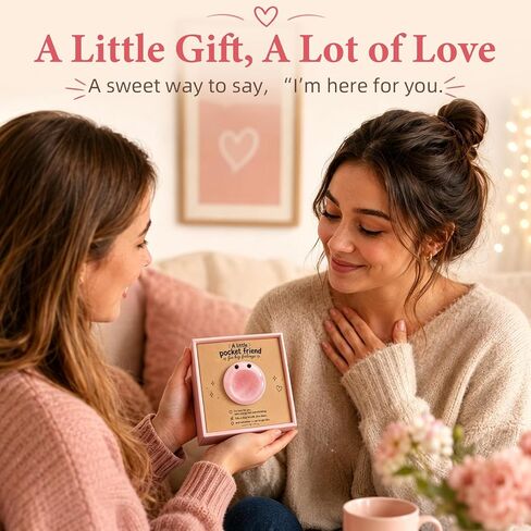 Cute Anxiety Relief Worry Stone, Pocket Hug Emotional Support Gift, Calming Stress Relief Stone for Women Kids, Thinking of You Care Package Gift for Friend Daughter Sister Bestie (Pink) in Saudi Arabia
