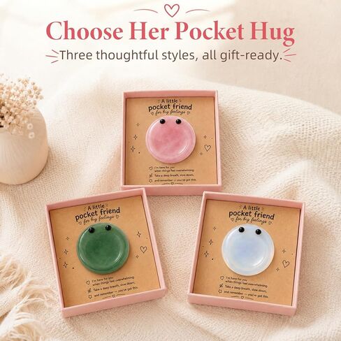 Cute Anxiety Relief Worry Stone, Pocket Hug Emotional Support Gift, Calming Stress Relief Stone for Women Kids, Thinking of You Care Package Gift for Friend Daughter Sister Bestie (Pink) in Saudi Arabia