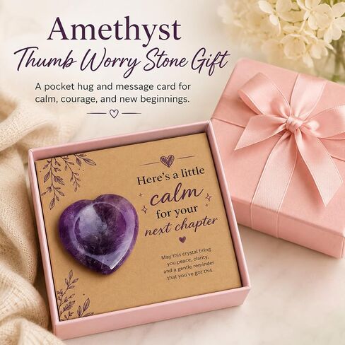 Next Chapter Amethyst Thumb Worry Stone Gift for Women, Pocket Hug with Message Card for New Beginnings, Encouragement Healing Gift for Friend Sister Daughter Graduate(Amethyst) in Saudi Arabia