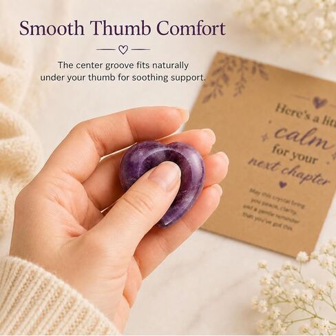 Next Chapter Amethyst Thumb Worry Stone Gift for Women, Pocket Hug with Message Card for New Beginnings, Encouragement Healing Gift for Friend Sister Daughter Graduate(Amethyst) in Saudi Arabia