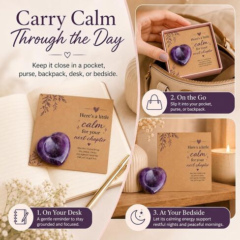 Next Chapter Amethyst Thumb Worry Stone Gift for Women, Pocket Hug with Message Card for New Beginnings, Encouragement Healing Gift for Friend Sister Daughter Graduate(Amethyst) in Saudi Arabia