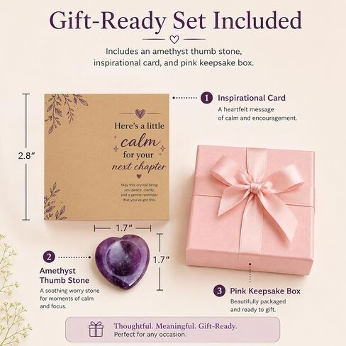 Next Chapter Amethyst Thumb Worry Stone Gift for Women, Pocket Hug with Message Card for New Beginnings, Encouragement Healing Gift for Friend Sister Daughter Graduate(Amethyst) in Saudi Arabia