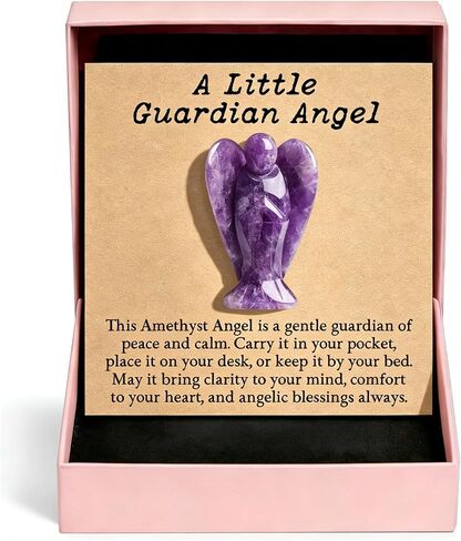Amethyst Crystal Guardian Angel Gift for Mom Sister or Friend, Pocket Hug Keepsake for Anxiety Relief, Emotional Support Sympathy Thinking of You Gift(Purple) in Saudi Arabia