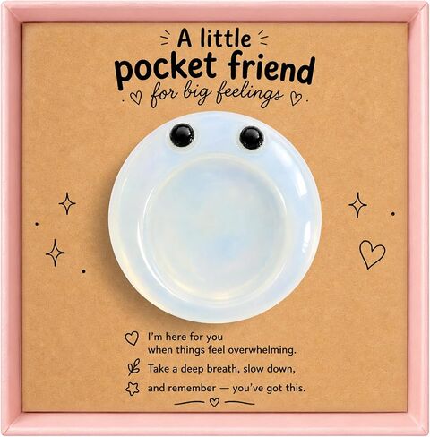 Cute Anxiety Relief Worry Stone, Pocket Hug Emotional Support Gift, Calming Stress Relief Stone for Women Kids, Thinking of You Care Package Gift for Friend Daughter Sister Bestie (Pink) in Saudi Arabia