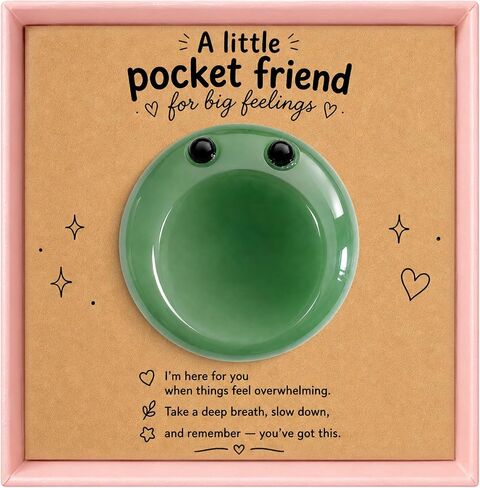 Cute Anxiety Relief Worry Stone, Pocket Hug Emotional Support Gift, Calming Stress Relief Stone for Women Kids, Thinking of You Care Package Gift for Friend Daughter Sister Bestie (Pink) in Saudi Arabia