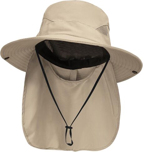 NPJY Sun Fishing Hats with Neck Flap for Men Women UV Sun Protection Safari Hat Wide Brim Bucket Hat in Kuwait