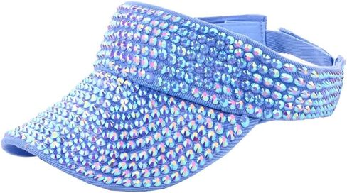Shiny Rhinestones Bling Sport Sun Visor Adjustable Summer Decorative Visor Cap for Women Men in Saudi Arabia