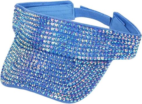 Sparkly Rhinestone Visor Hat for Women, Adjustable Summer Visor Caps with Hook and Loop for Outdoor Sports in Kuwait