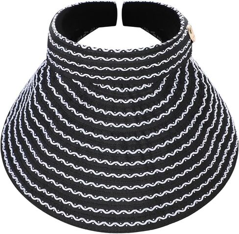 Sun Visor Hats Women Foldable Large Brim Summer UV Protection Beach Cap 2-in-1 Convertible Sun Visor Sun Hat Headband in Kuwait