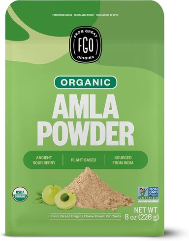 FGO Organic Amla Powder - 16oz, USDA Organic Indian Gooseberry (Amalaki), Non-GMO, Natural Vitamin C - 100% Raw and Natural in Kuwait