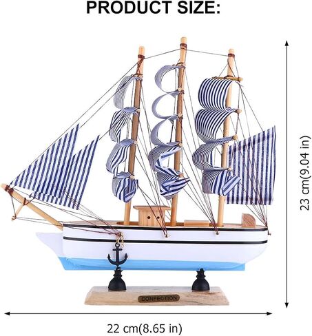STOBOK 1pc 24cm Sailboat Ornament Nautical Decor Vintage Sail Boat Model Pirate Model Wooden Sailing Models Home Decoration Seaside Non-Woven Fabric Ocean Boat in Saudi Arabia