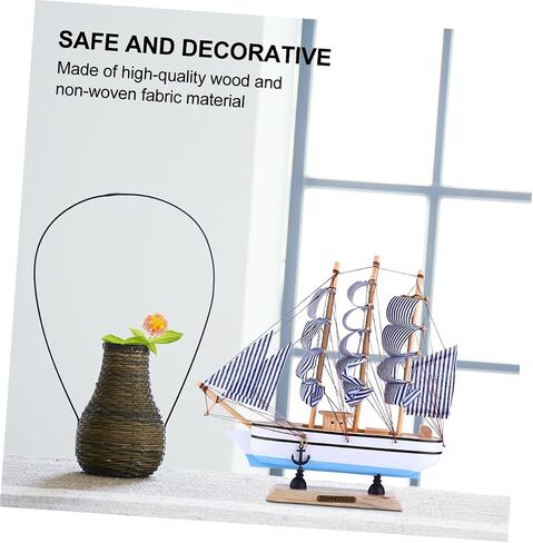 STOBOK 1pc 24cm Sailboat Ornament Nautical Decor Vintage Sail Boat Model Pirate Model Wooden Sailing Models Home Decoration Seaside Non-Woven Fabric Ocean Boat in Saudi Arabia