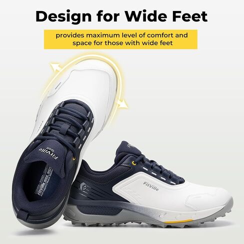 FitVille Wide Men's Spikeless Golf Shoes, Professional Water Resistant Mens Golf Shoes for Course, Outdoor | برو-جرين إيز V7 in Kuwait