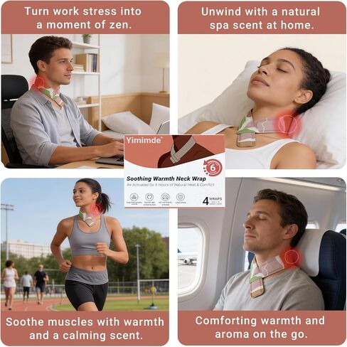 Disposable Self-Heating Neck Warmers - Instant Steam Therapy for Neck Pain Relief, Ideal for Office Work, Travel Trips in Saudi Arabia