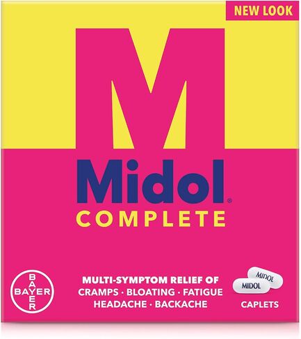 Midol Complete, Menstrual Period Symptoms Relief Including Premenstrual Cramps, Pain, Headache, and Bloating, Caplets, 24 Count in Saudi Arabia