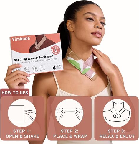 Disposable Self-Heating Neck Warmers - Instant Steam Therapy for Neck Pain Relief, Ideal for Office Work, Travel Trips in Saudi Arabia