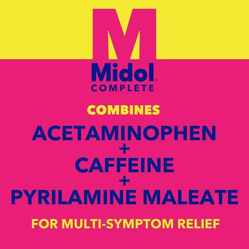 Midol Complete, Menstrual Period Symptoms Relief Including Premenstrual Cramps, Pain, Headache, and Bloating, Caplets, 24 Count in Saudi Arabia