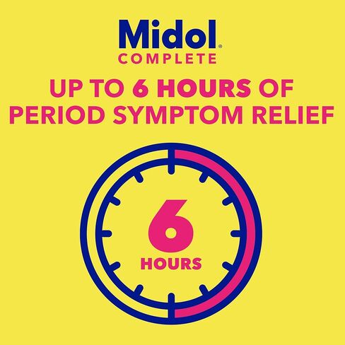 Midol Complete, Menstrual Period Symptoms Relief Including Premenstrual Cramps, Pain, Headache, and Bloating, Caplets, 24 Count in Saudi Arabia
