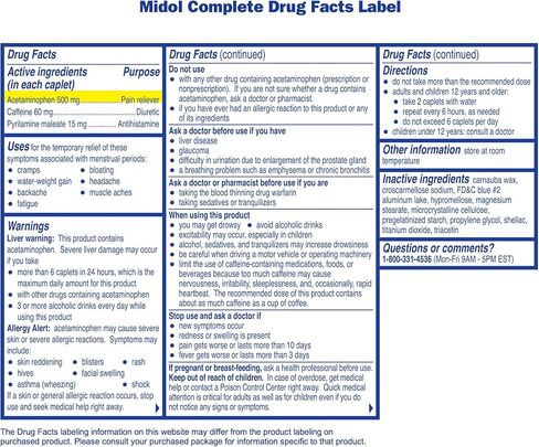 Midol Complete, Menstrual Period Symptoms Relief Including Premenstrual Cramps, Pain, Headache, and Bloating, Caplets, 24 Count in Saudi Arabia